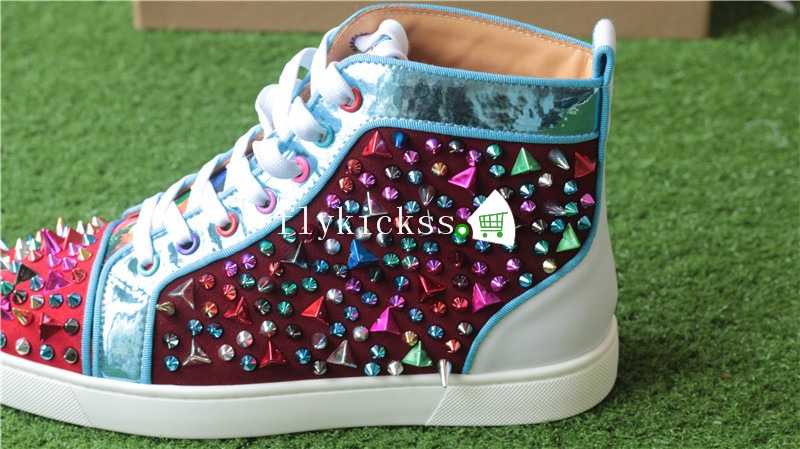 Christian Louboutin Colorful Spike High Top Flat Sneakers